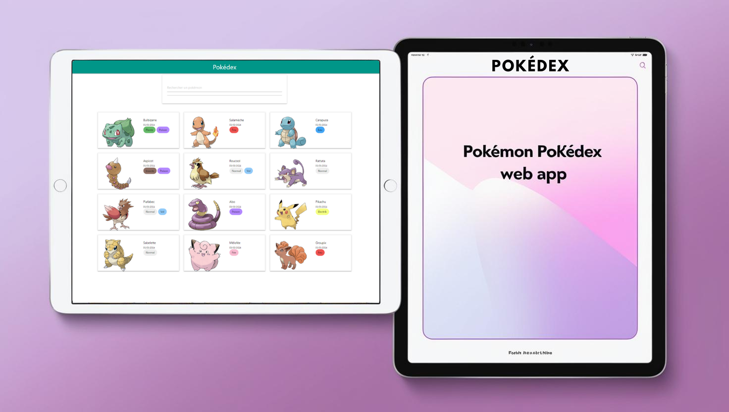 Image d'accueil de l'application web Pokédex