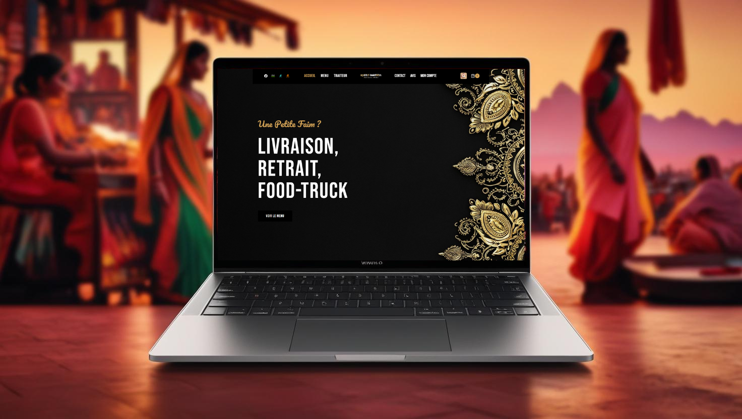 Image d'accueil du site Speed Tandoori montrant des spécialités indiennes